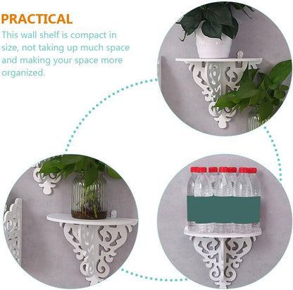 Victorian Style Floating Wall Shelves – Small White Decorative Wall-Mounted Shelf for Flower Pots & Home Decor