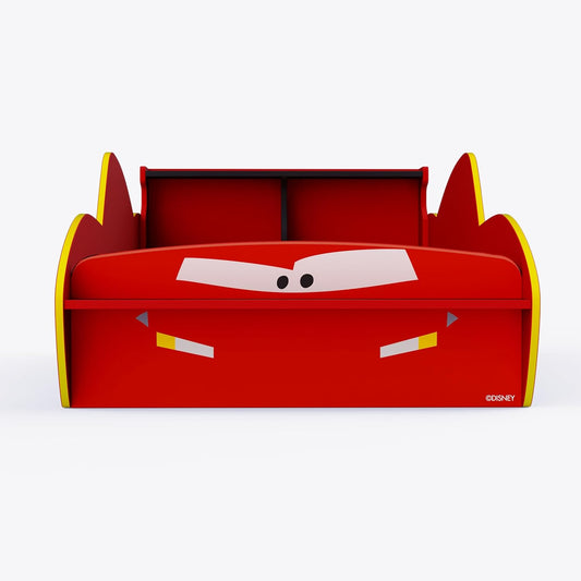Lightning McQueen Kids Race Car Bed – Matte Finish Single Bed with Cubbies | 72x36 Inch Mattress | 150kg Capacity | 12-Month Warranty