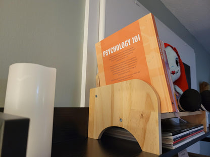 Couch-Style Wooden Desktop Bookshelf – Compact Tabletop Organizer for Books, Magazines & CDs | Natural Wood Finish for Home Office & Dorm Use