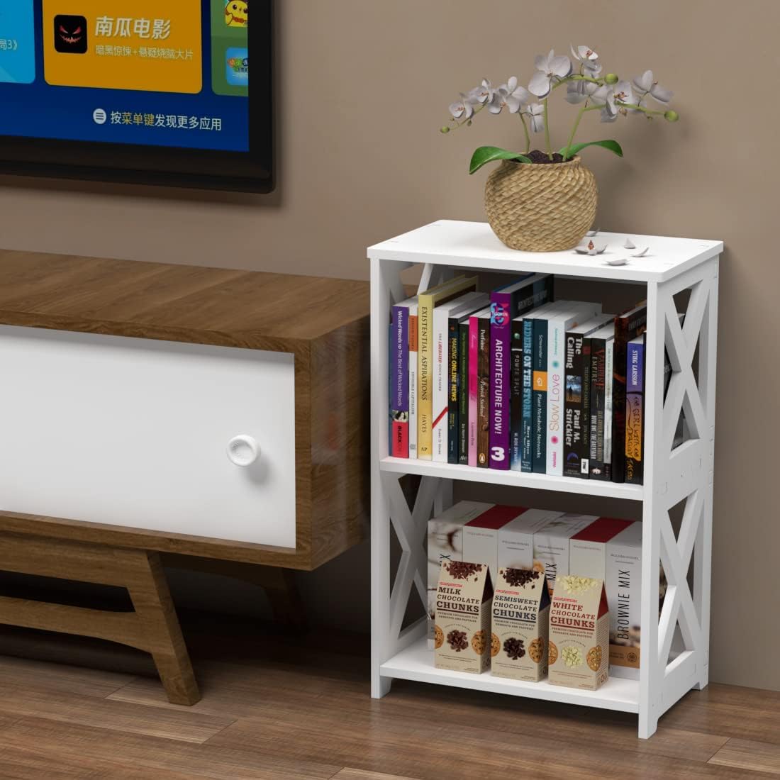 Compact 2-Tier Wooden Storage Shelf – Small Vertical Organizer for Books, Snacks & Essentials