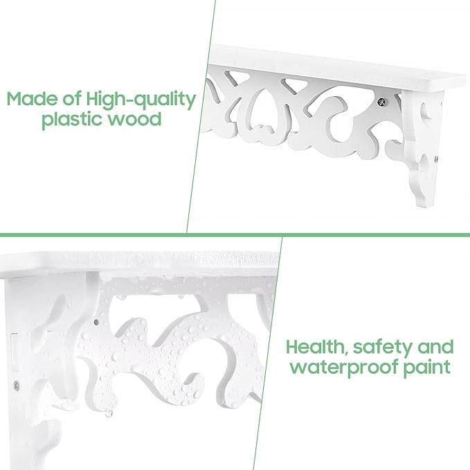 Wall Mounted Shelf, White Carved Filigree Shelves Design Wall Shelf for Home, Bedroom, Study (S)