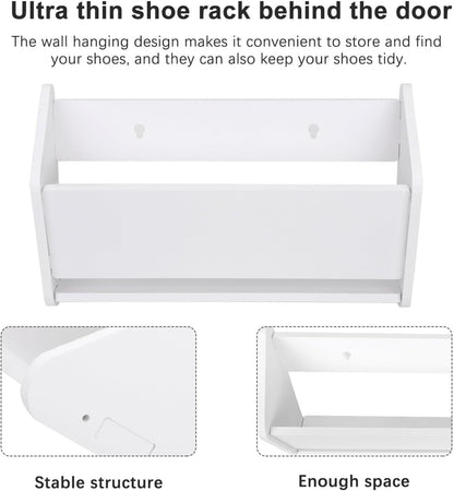 Angoily Wall Mounted Shoe Rack – White Hanging Shoe Organizer & Storage Shelf for Entryway, Closet, and Door Back (40cm)