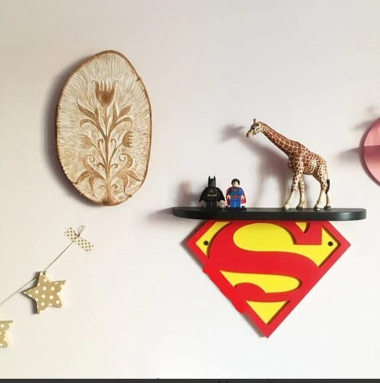 Superman Floating Wall Shelf – DC Kids Room Organizer & Decoration