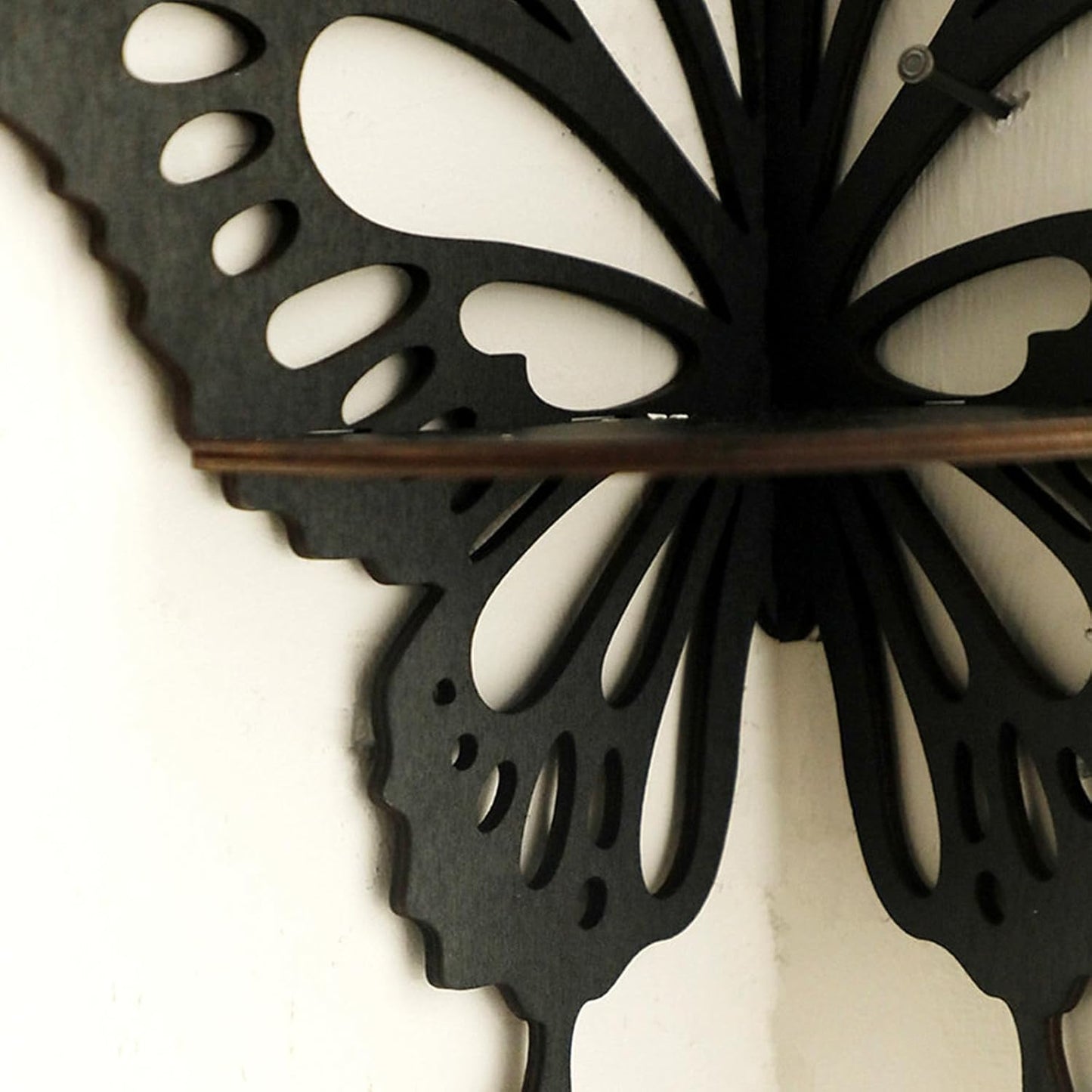 Bohemian Butterfly Moon & Star Corner Shelf – Black Wooden Floating Wall Shelf for Bedroom, Living Room & Office Décor