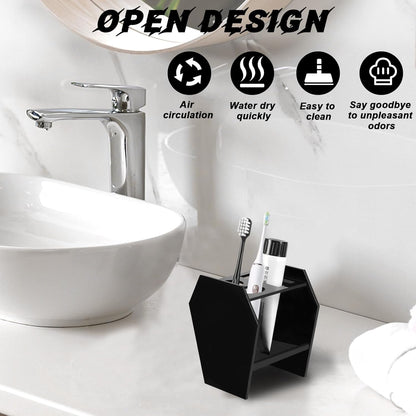 Coffin-Shaped Gothic Toothbrush Holder – Black Acrylic 3-Slot Bathroom Organizer | Spooky Halloween Decor & Gothic Bathroom Accessories