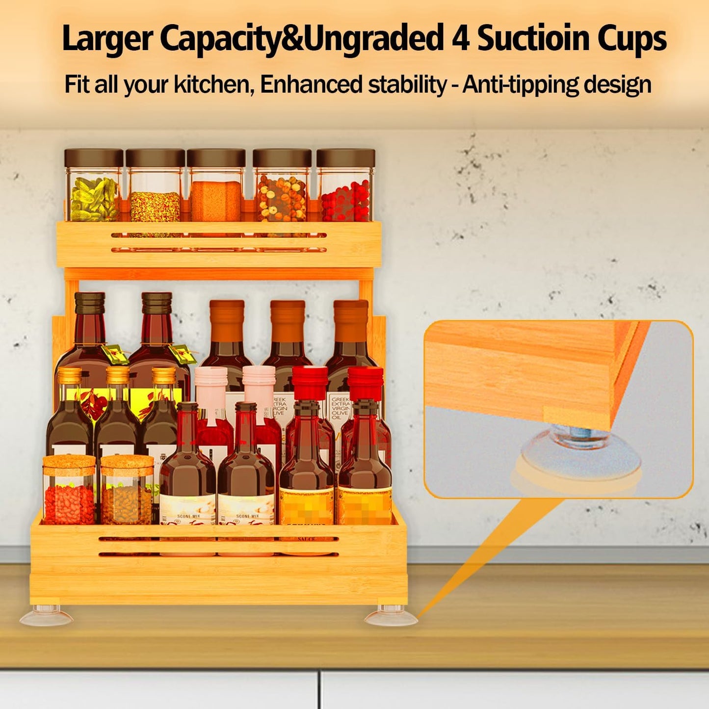Under Sink wood Organizer – Dual Sliding Drawers for Bathroom, Kitchen & Pantry Storage