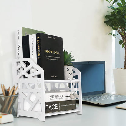 Small White Desk Bookshelf – Compact & Stylish Organizer for Office, Students & Makeup