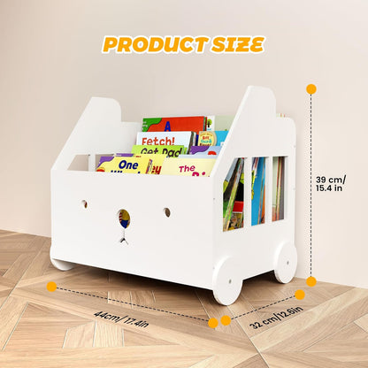 Montessori Wooden Kids Bookshelf – Nursery & Toddler Book Display Shelf with 4 Adjustable Dividers for Bedroom, Playroom & Classroom Storage