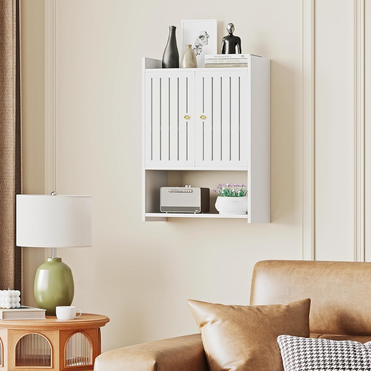 Wall-Mounted 4-Tier Storage Cabinet with Door – Space-Saving Organizer for Bathroom, Kitchen, Entryway & Small Rooms