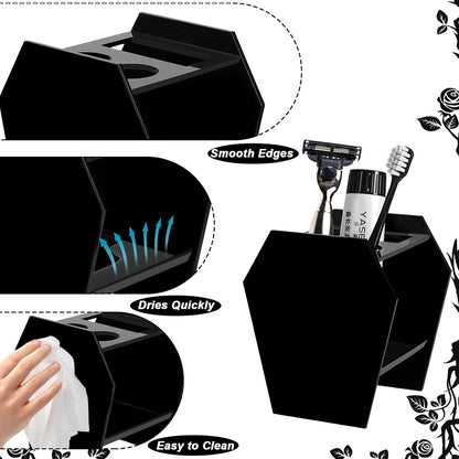 Coffin-Shaped Gothic Toothbrush Holder – Black Acrylic 3-Slot Bathroom Organizer | Spooky Halloween Decor & Gothic Bathroom Accessories
