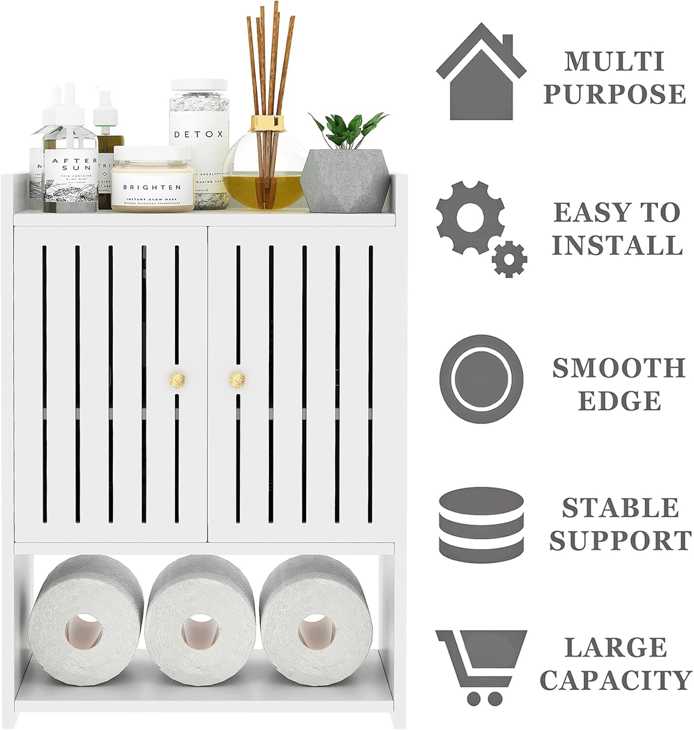 Wall-Mounted 4-Tier Storage Cabinet with Door – Space-Saving Organizer for Bathroom, Kitchen, Entryway & Small Rooms