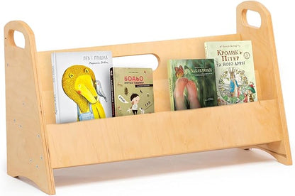 WOOD&ROOM Montessori Kids Bookshelf – Wooden Front-Facing Book Display Rack & Storage Organizer for Nursery, Bedroom, or Classroom