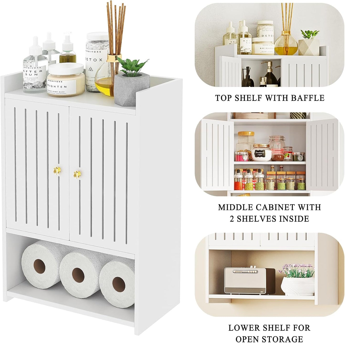 Wall-Mounted 4-Tier Storage Cabinet with Door – Space-Saving Organizer for Bathroom, Kitchen, Entryway & Small Rooms