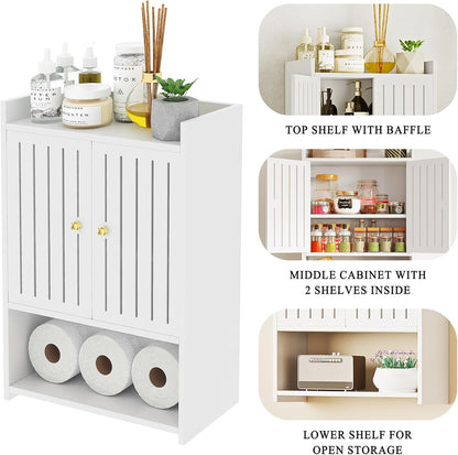 Wall-Mounted 4-Tier Storage Cabinet with Door – Space-Saving Organizer for Bathroom, Kitchen, Entryway & Small Rooms