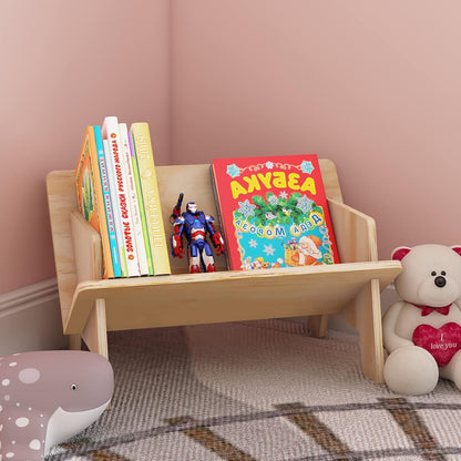 Wooden Tabletop Bookshelf – Compact Desktop Book Organizer & Cookbook Shelf for Office, Bedroom, or Living Room (Burlywood Finish)