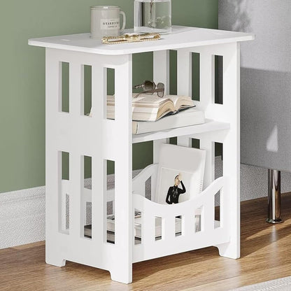 Slim 3-Tier Wooden Side Table – Compact Nightstand & End Table for Bedroom, Living Room, or Balcony (12.6"x8.7"x15.8")