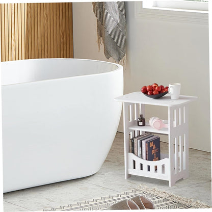 Slim 3-Tier Wooden Side Table – Compact Nightstand & End Table for Bedroom, Living Room, or Balcony (12.6"x8.7"x15.8")