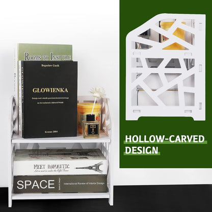 Small White Desk Bookshelf – Compact & Stylish Organizer for Office, Students & Makeup