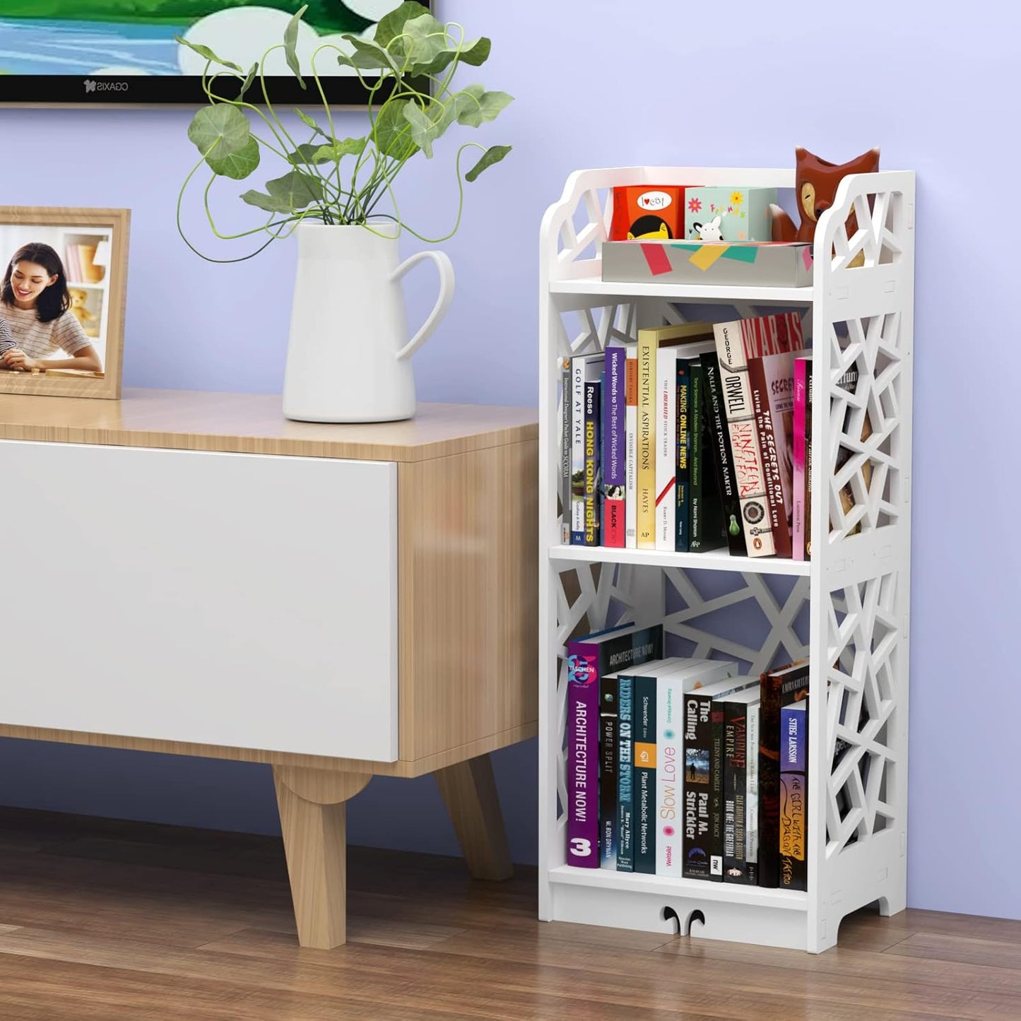 Slim 3-Tier Bookcase – Narrow Standing Shelf for Kids' Room, Bedroom & Small Spaces
