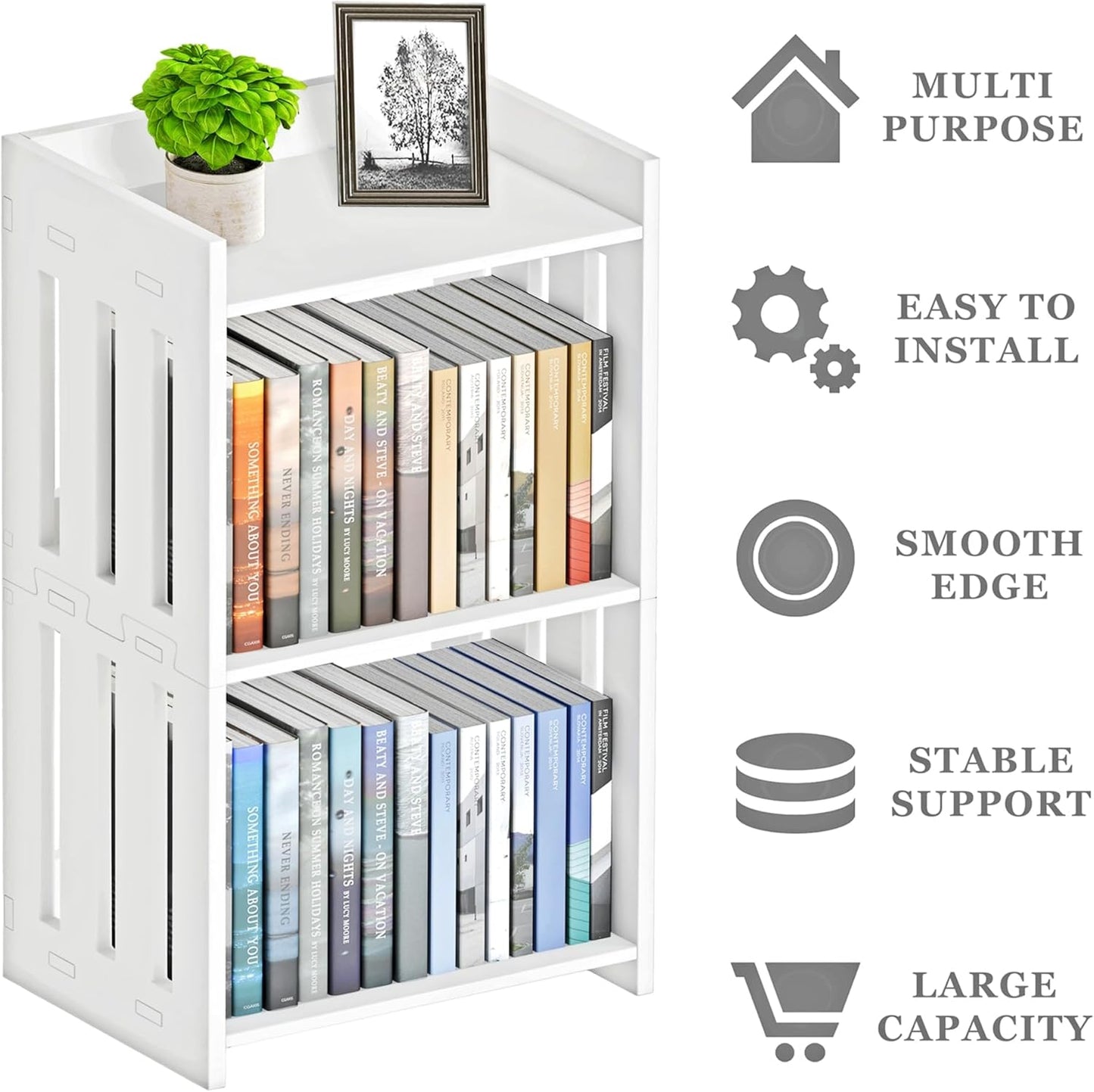 White Bookshelf – Compact Book Organizer for Small Spaces