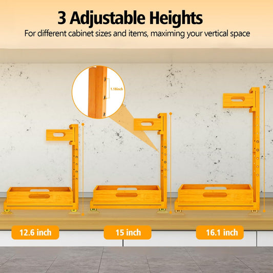 Under Sink wood Organizer – Dual Sliding Drawers for Bathroom, Kitchen & Pantry Storage