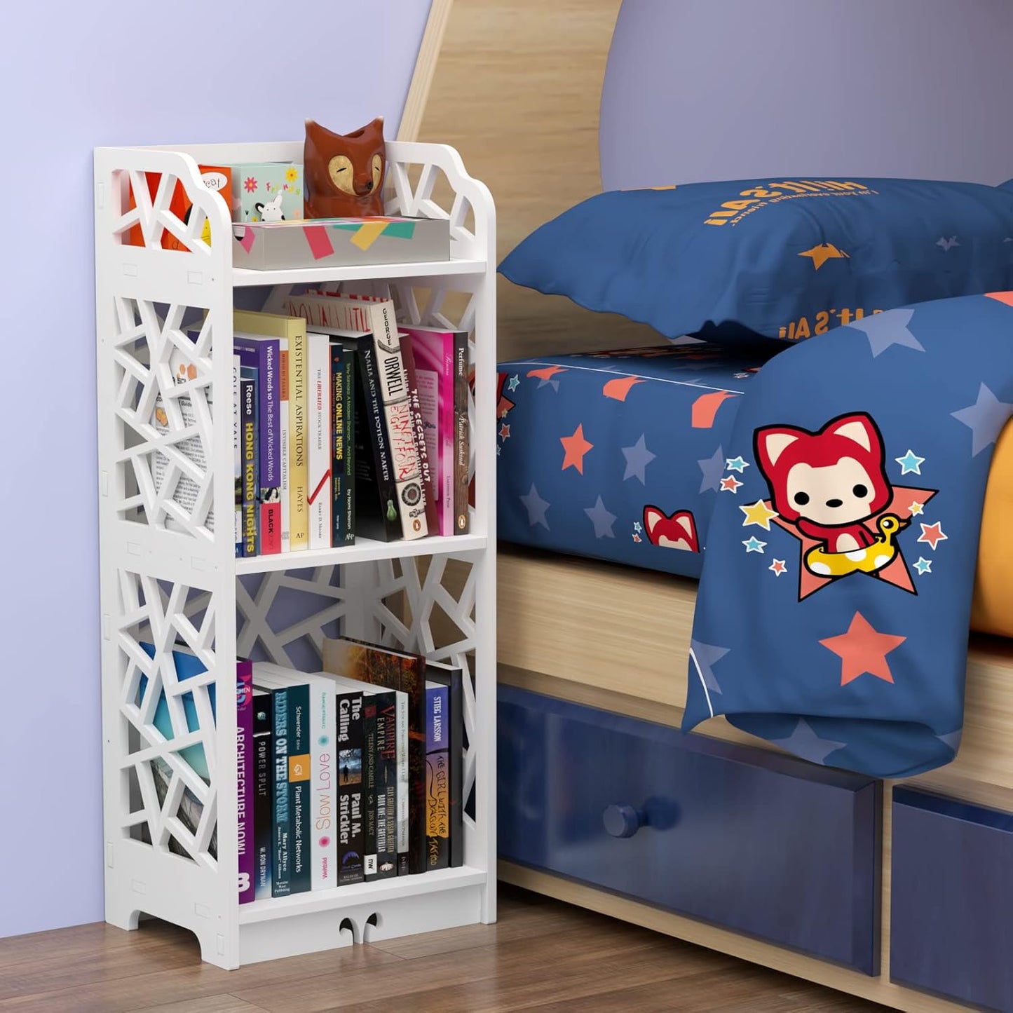 Slim 3-Tier Bookcase – Narrow Standing Shelf for Kids' Room, Bedroom & Small Spaces