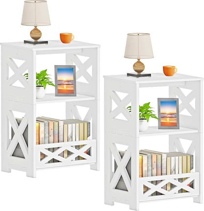 Modern 3-Tier Decorative Bookshelf – Compact Side Shelf with Storage for Bedroom, Living Room & Kids' Room