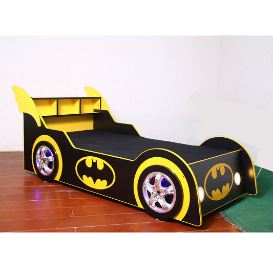 Furnishoo Batman Car Bed for Kids – Black Car Bed with LED Lights & Back Shelves | Premium Design in Pakistan