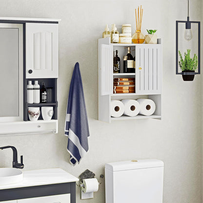 Wall-Mounted 4-Tier Storage Cabinet with Door – Space-Saving Organizer for Bathroom, Kitchen, Entryway & Small Rooms