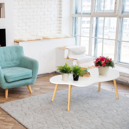 White Cloud Design Center Table – Contemporary Living Room Coffee Desk