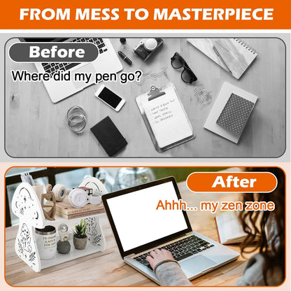 Mini Mushroom Desktop Organizer – Cute White Wooden Shelf for Books, Stationery & Decor | Small Desk Storage Rack for Kids & Women