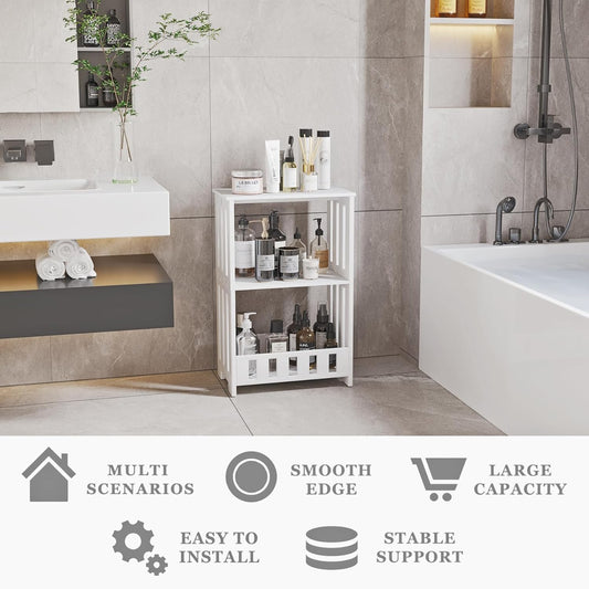 Modern 3-Tier Compact Bookshelf – Slim White Storage Shelf for Bedroom, Office & Living Room Décor