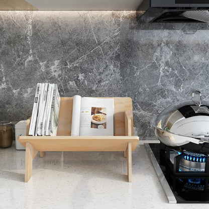 Wooden Tabletop Bookshelf – Compact Desktop Book Organizer & Cookbook Shelf for Office, Bedroom, or Living Room (Burlywood Finish)