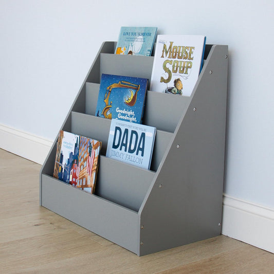 Kids 5-Tier Sling Bookshelf – Front-Facing Fabric Book Display Rack for Toddlers & Children