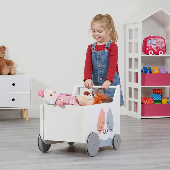 Cute Dog-Themed Wooden Storage Cart for Kids