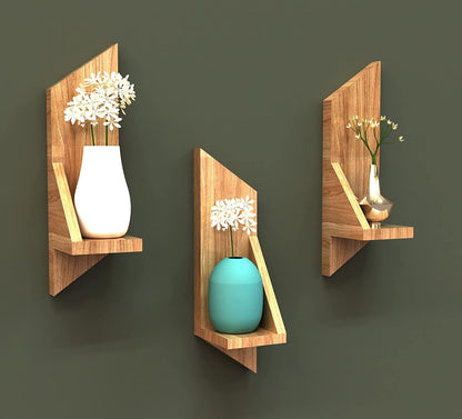 3-Tier Wooden Wall Shelf – Creative Floating Display Rack for Home Decor & Interior Styling