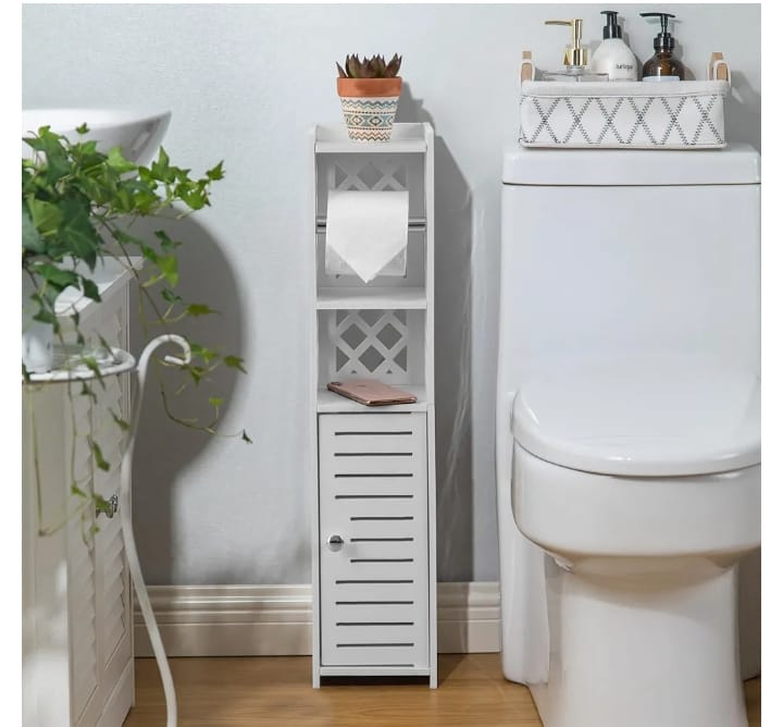 Slim Toilet Paper & Bathroom Storage Cabinet – Multi-Purpose Organizer