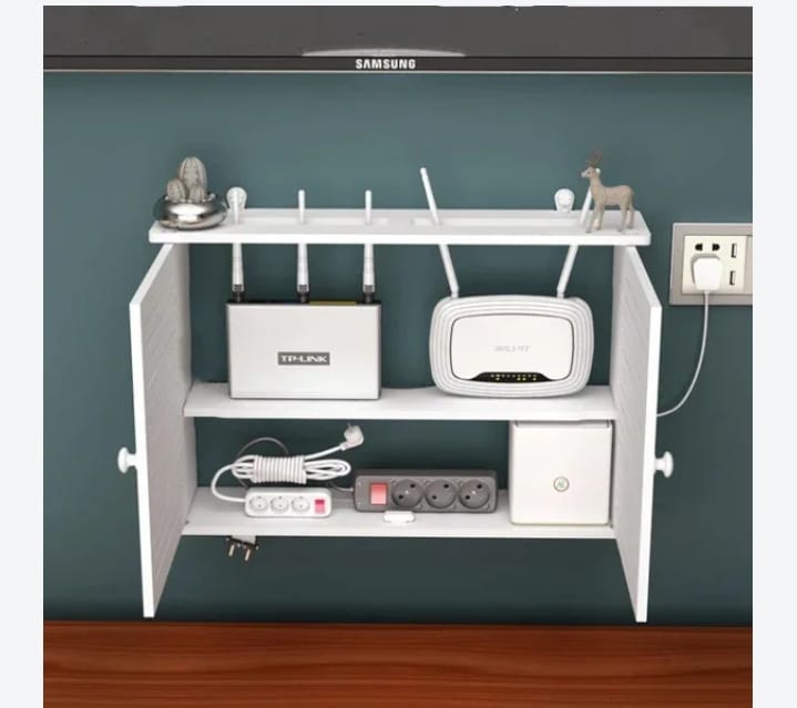 Wall-Mounted WiFi Shelf – For Routers, Remotes, Keys & More