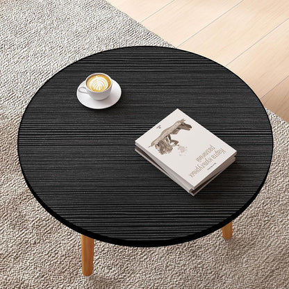 Round MDF Coffee Table – Low Floor Sitting Table with 3 Solid Wood Legs for Living Room, Bedroom & Study Space