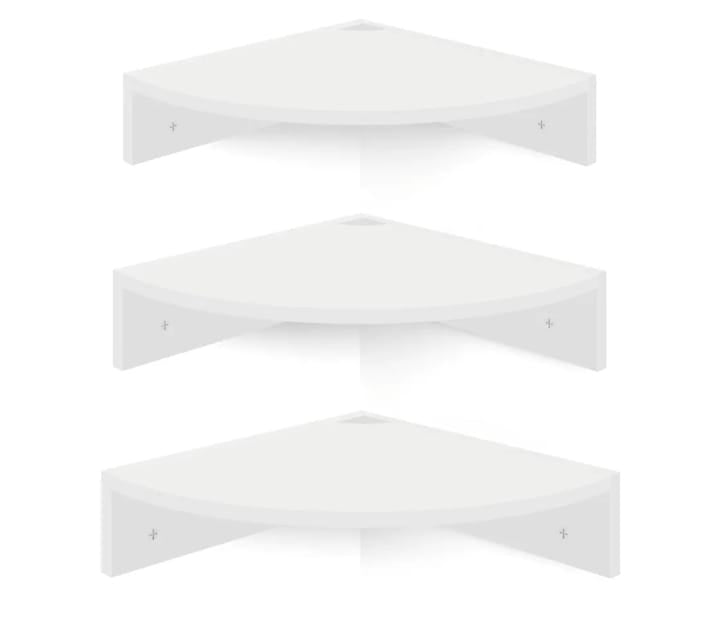Modern Floating Corner Wall Shelves – Set of 3 Wooden Corner Display Racks for Living Room, Bedroom & Kitchen (White)