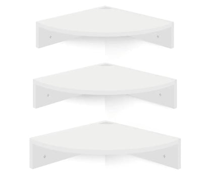 Modern Floating Corner Wall Shelves – Set of 3 Wooden Corner Display Racks for Living Room, Bedroom & Kitchen (White)
