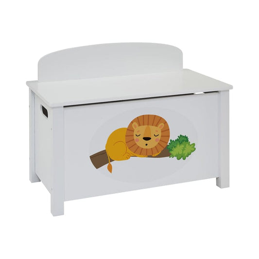 Kids Wooden Toy Storage Box with Cute Lion Design