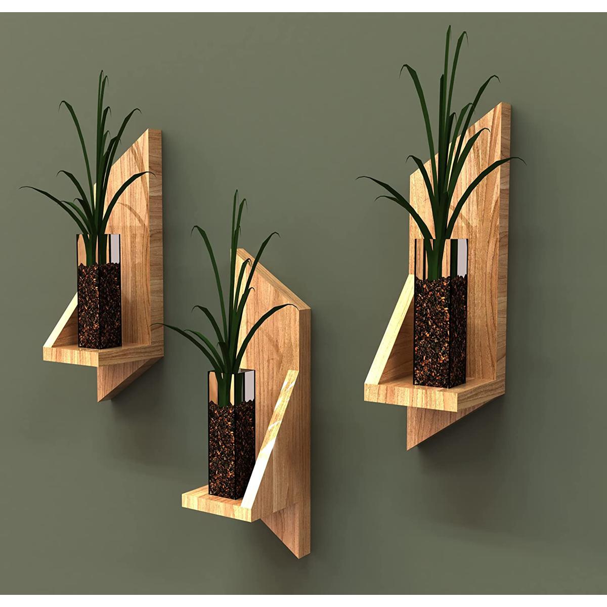 3-Tier Wooden Wall Shelf – Creative Floating Display Rack for Home Decor & Interior Styling
