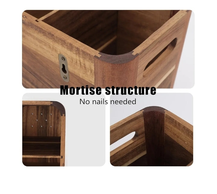 Countertop Wooden Utensil Organizer – Simple, Easy to Clean Storage Box