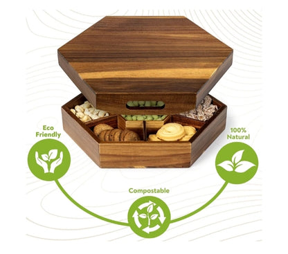 "Luxury Acacia Wood Organizer Tray – Perfect for Snacks, Dry Fruits & Décor"