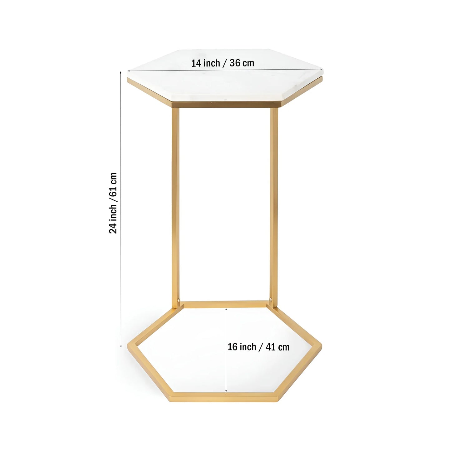 Modern Marble-Top Side Table with Golden Geometric Frame