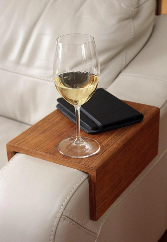 Made-to-Measure Teak Couch Arm Table – Sturdy Armrest Tray for Coffee, Laptop, Reading & More