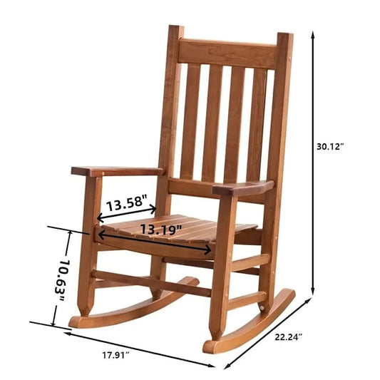 Child's Wooden Porch Rocker – All-Weather Indoor/Outdoor Chair for Kids (Ages 6-10, Natural)