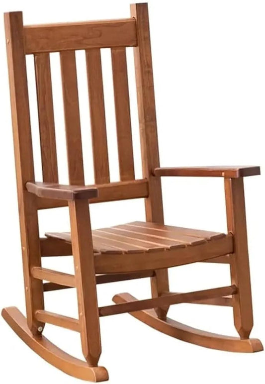 Child's Wooden Porch Rocker – All-Weather Indoor/Outdoor Chair for Kids (Ages 6-10, Natural)