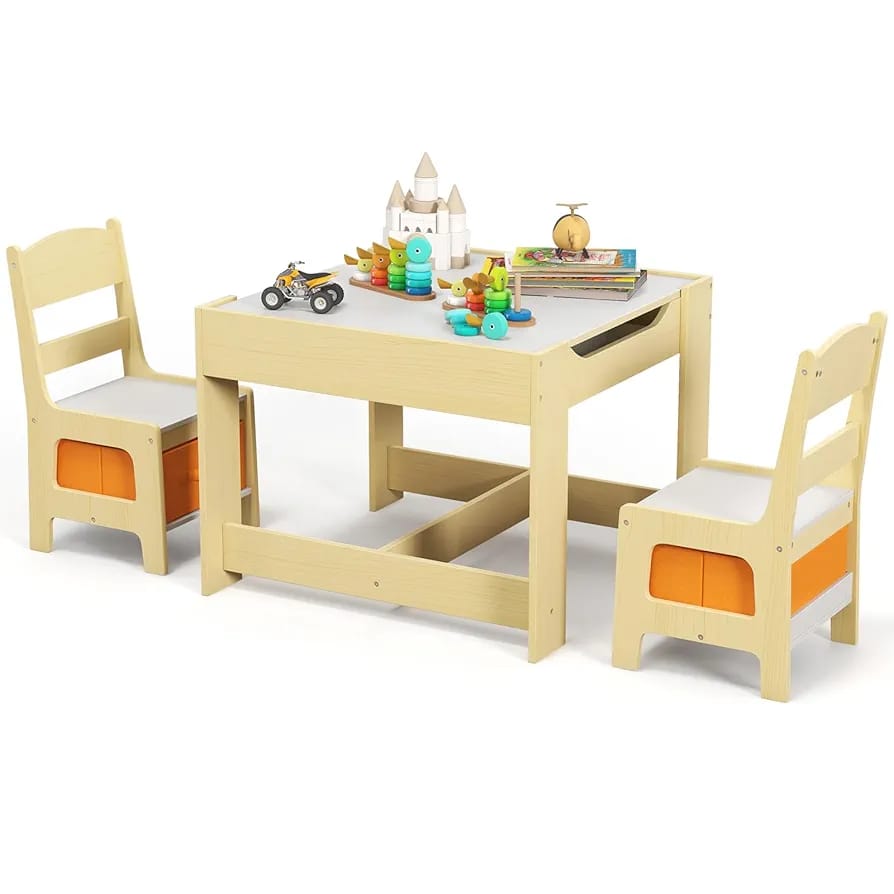 Kids Wooden Study & Play Table Set with Chairs – Multifunctional Furniture